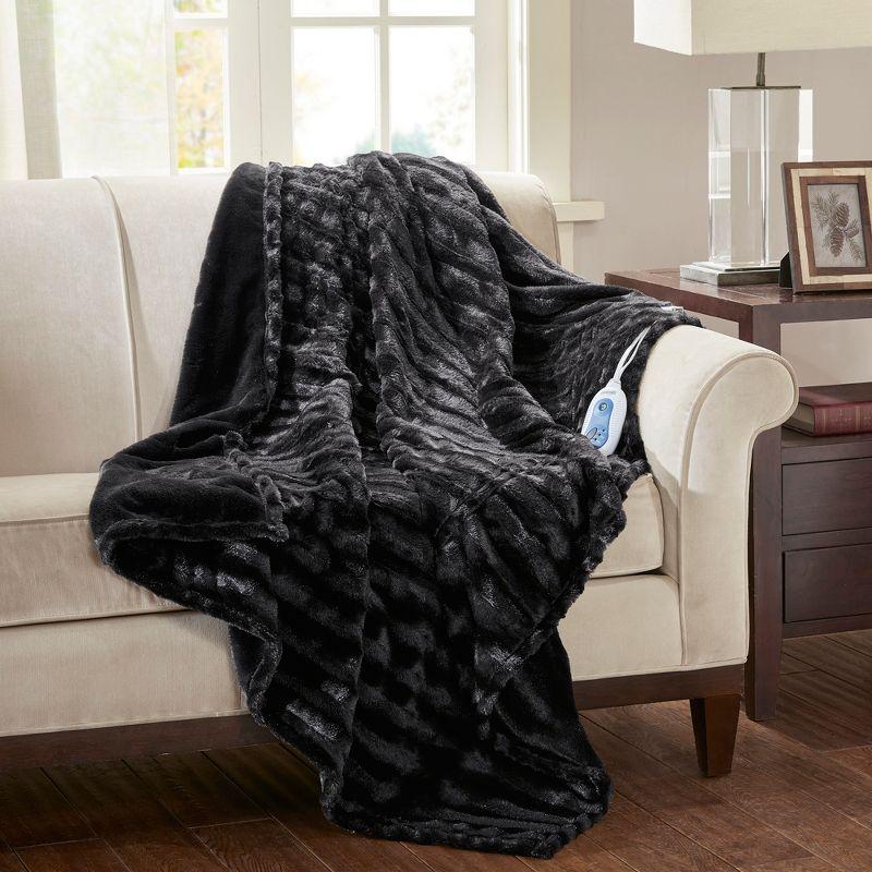 Beautyrest Heated Duke Faux Fur Throw
