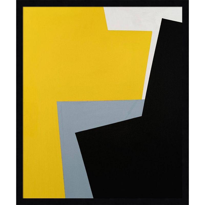 21" x 25" Yellow, Black, Gray Abstract Wood Framed Wall Art