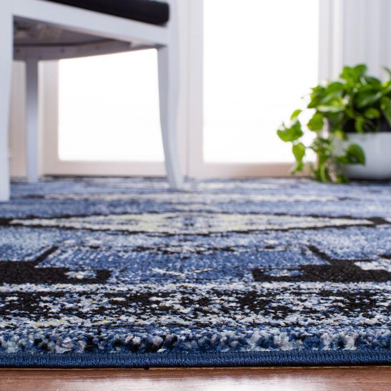 Elysian Blue-Black Hand-Knotted Easy-Care Synthetic Area Rug