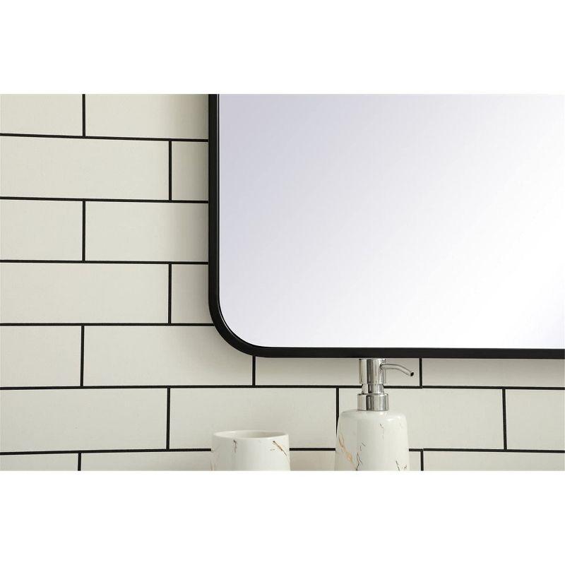 Elegant Lighting Soft corner metal rectangular mirror 28x42 inch in Black