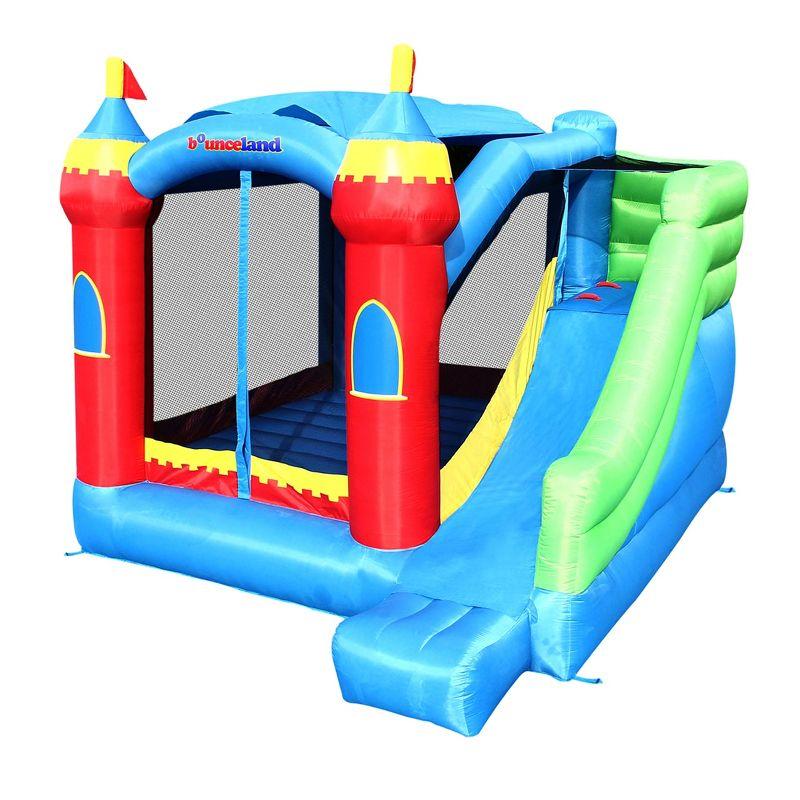 Multicolor Inflatable Bounce House with Slide and Basketball Hoop