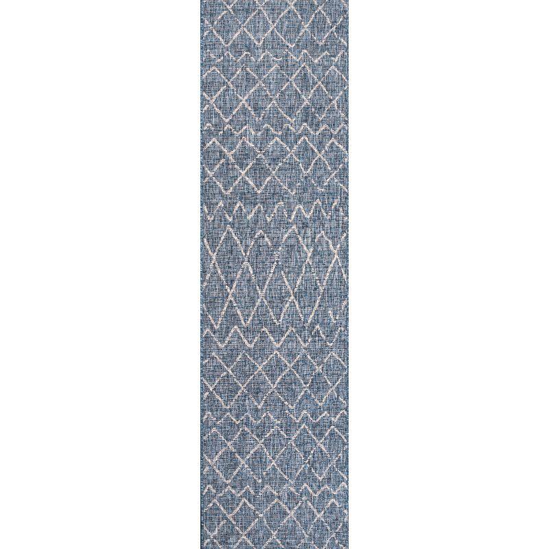 2'x8' Madaba Moroccan Trellis Indoor/Outdoor Runner Rug, Navy/Light Gray - JONATHAN Y