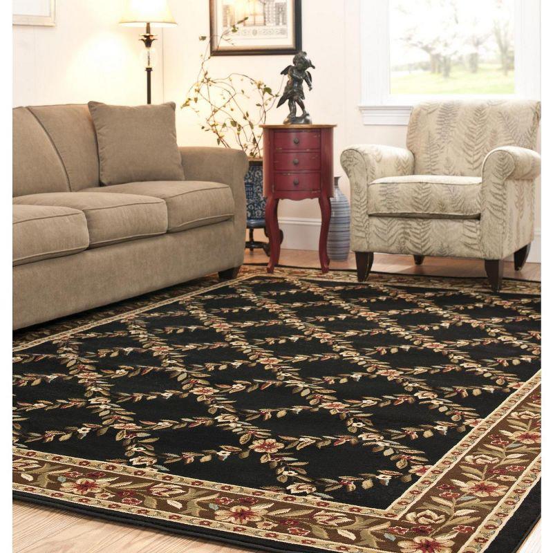 Lyndhurst LNH557 Power Loomed Area Rug - Black/Brown - 8'9"x12' - Safavieh
