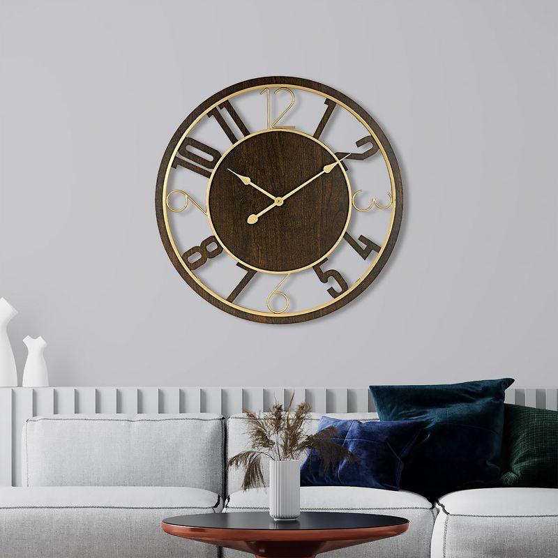 Sorbus 24" Modern Wooden Wall Clock - Sleek Design, Analog Display - Complements Various Styles