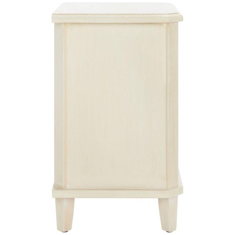 Transitional White Wood & Metal Nightstand with 3 Storage Drawers