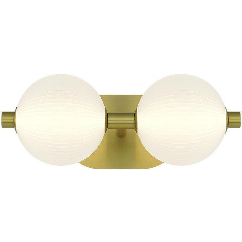 Gold Opal Ribbed Glass 2-Light Dimmable Vanity Fixture