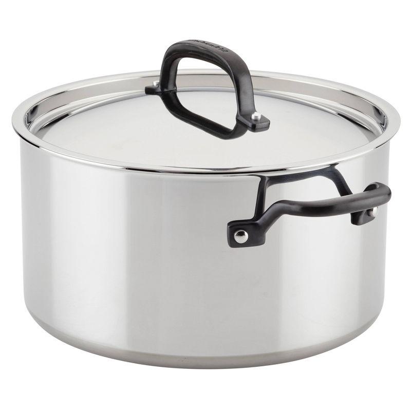 KitchenAid 5-Ply Clad Stainless Steel Cookware Induction Pots and Pans Set, 10 Piece, Polished Stainless Steel