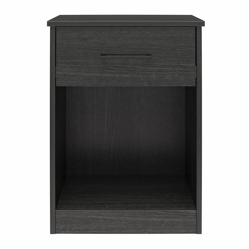 Black Oak 1-Drawer Nightstand with Open Shelf