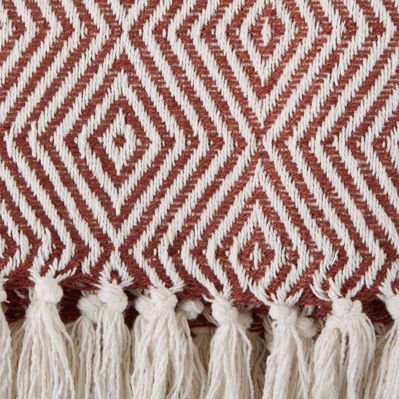 Cinnamon Diamond Geometric 50"x60" Cotton Throw Blanket