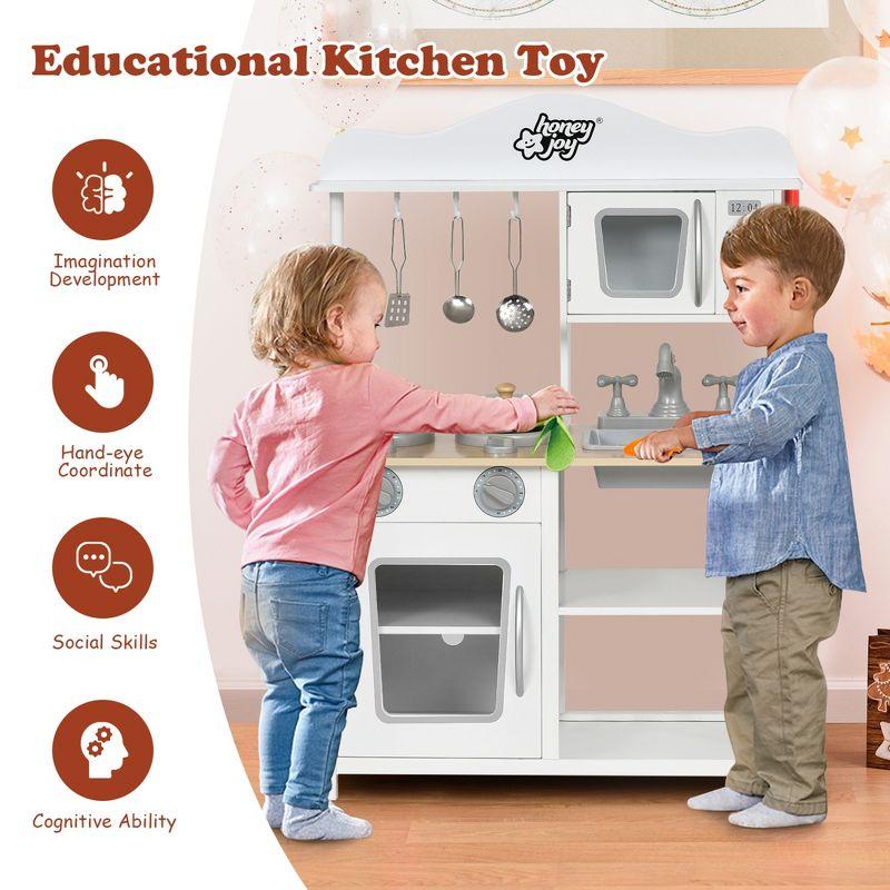 Costway Wooden Pretend Play Kitchen Set for Kids Toddlers w/ Accessories & Sink
