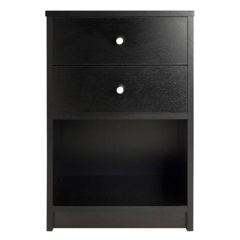 Ava Nightstand with 2 Drawers Black - Winsome: Contemporary Bedside Table, Sleek Design, Storage Shelf