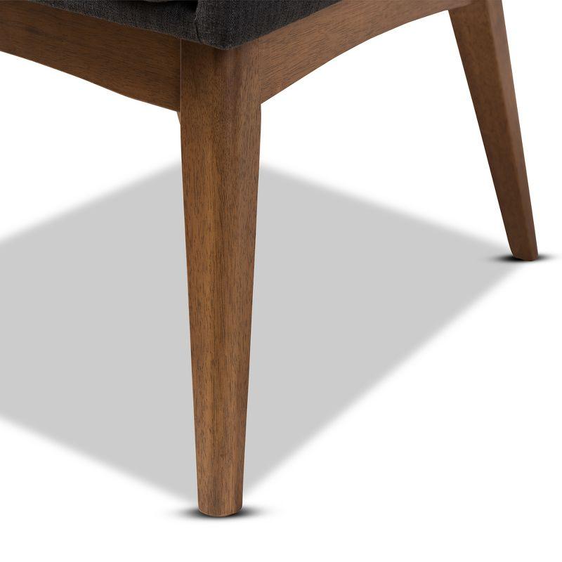Set of 2 Nexus Mid Century Modern Walnut Wood Fabric Upholstered Dining Armchair Dark Gray - Baxton Studio: Polyester, Rubberwood Frame