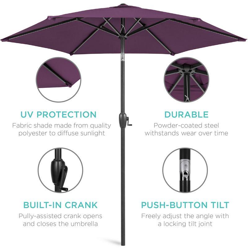 Best Choice Products 7.5ft Heavy-Duty Outdoor Market Patio Umbrella w/ Push Button Tilt, Easy Crank - Amethyst Purple