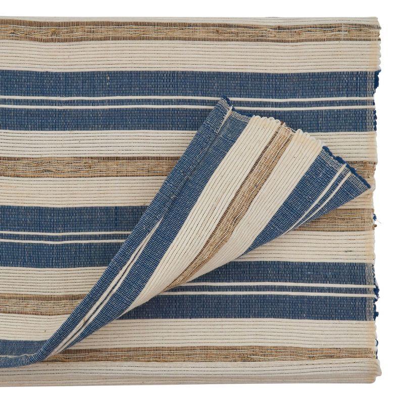 Colorful Frayed Coastal Striped Table Runner