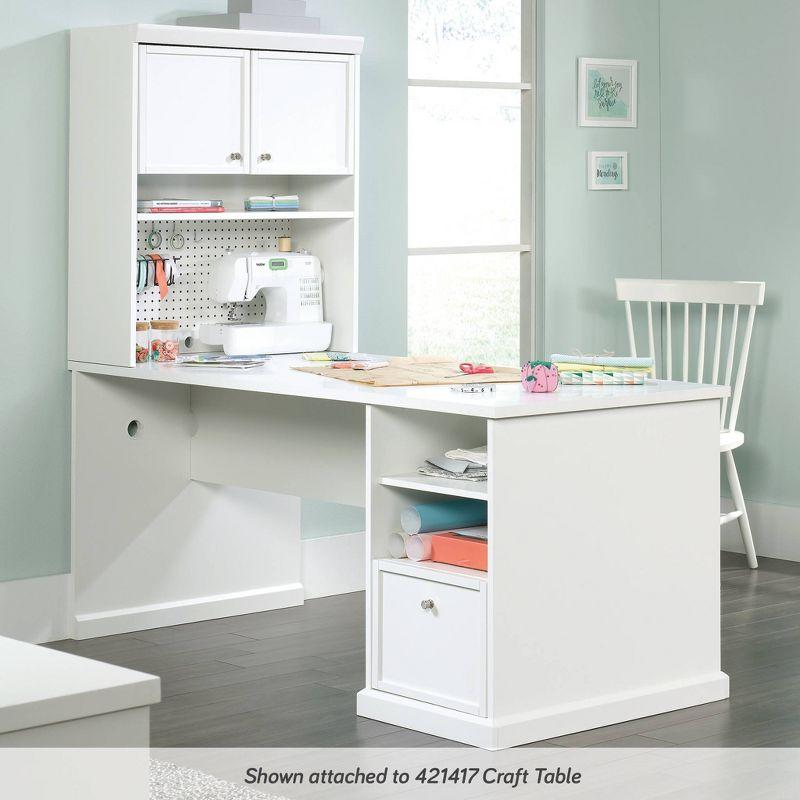 Craft Pro Series Hutch White - Sauder: Adjustable Shelf, Pegboard Back, Enclosed Cord Access