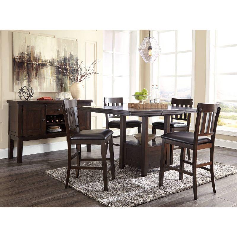 Counter Height Extendable Dining Table Dark Chestnut - Signature Design by Ashley: Removable Leaf, Seats 6, Wood Veneer