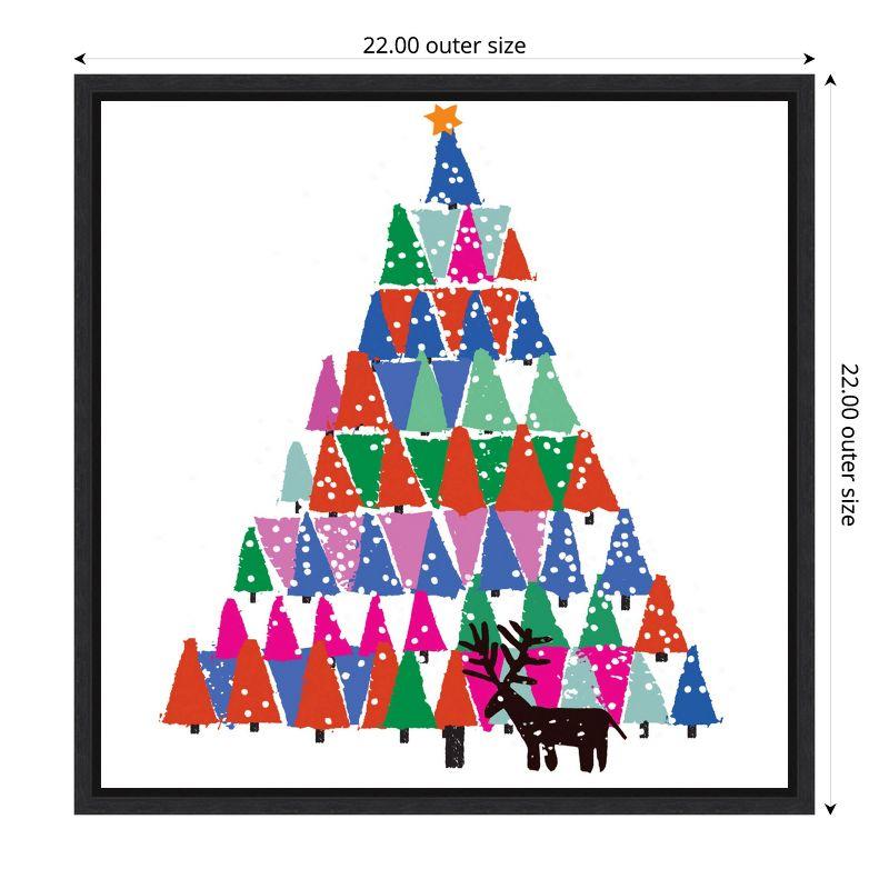 Colorful Christmas Tree Canvas Print with Black Frame