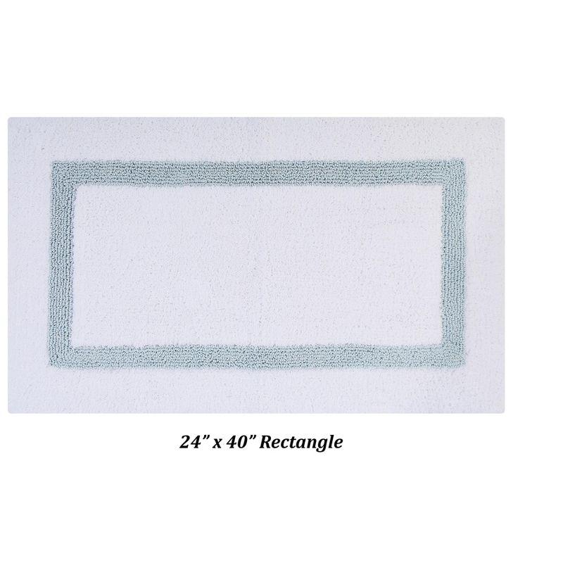 Better Trends Hotel 100% Cotton Tufted Two Tone Reversible Bath Rug Set 2 PC (17" x 24" | 24" x 40") - White/Blue