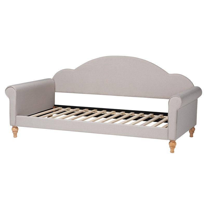 Baxton Studio Chaise Classic and Traditional Light Grey Fabric and Natural Brown Finished Wood Twin Size Daybed