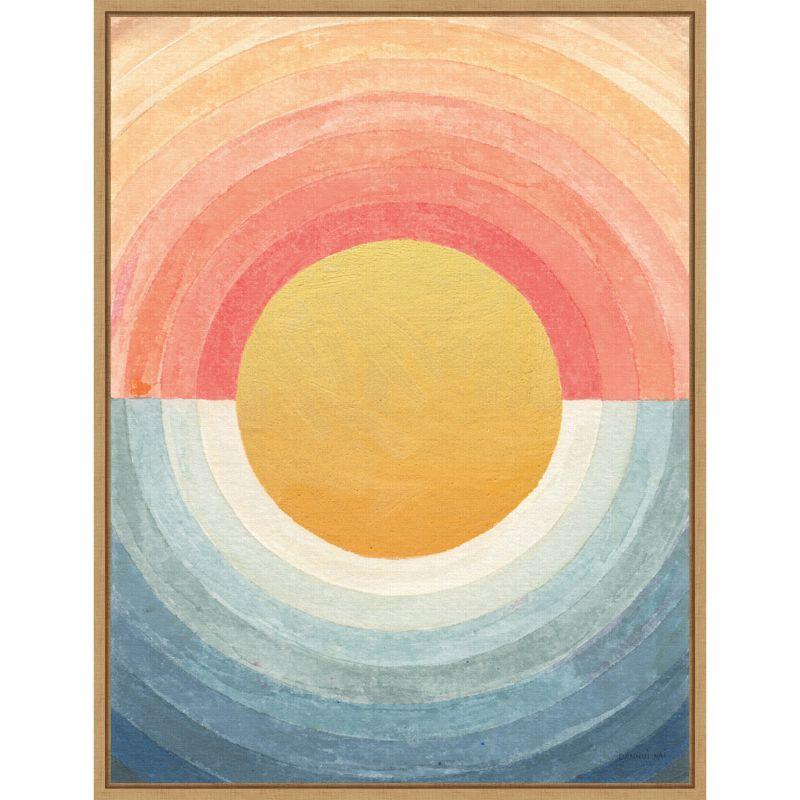 Retro Vibes Abstract Sun Framed Canvas Wall Art 18 x 24 Inches