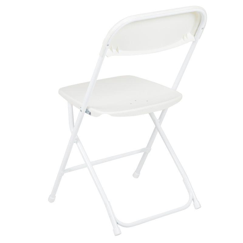 White Plastic Folding Chairs with Steel Frame - 6 Pack