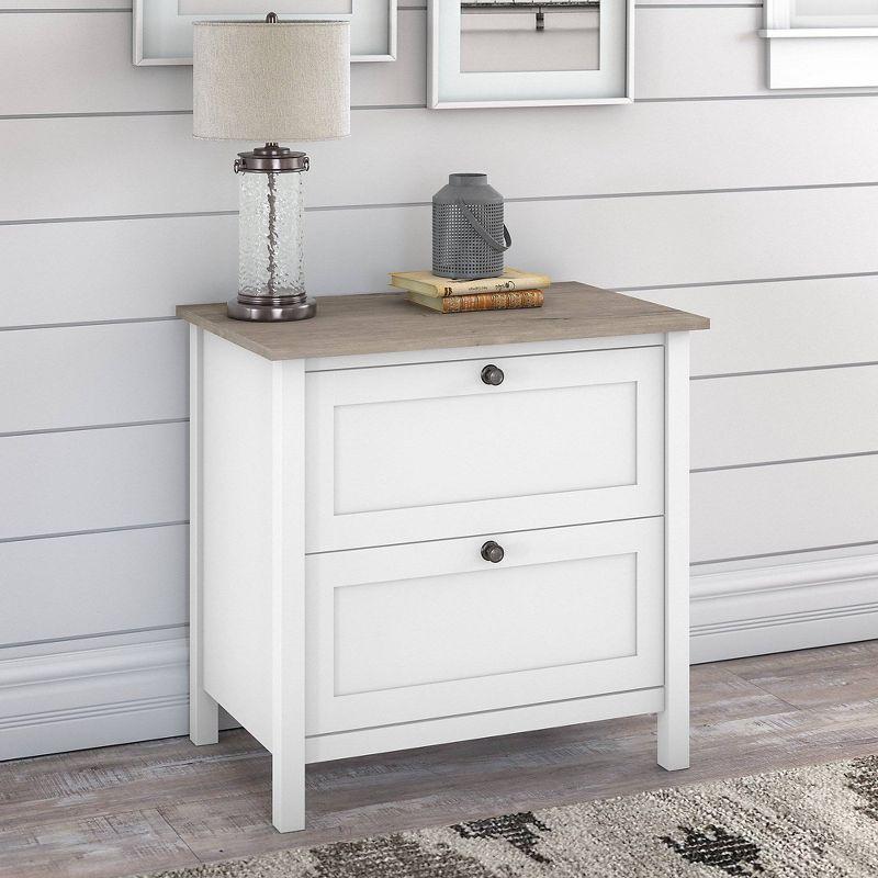 2 Drawer Mayfield File Cabinet Shiplap Gray/Pure White - Bush Furniture: Modern Farmhouse Style, MDF Laminate