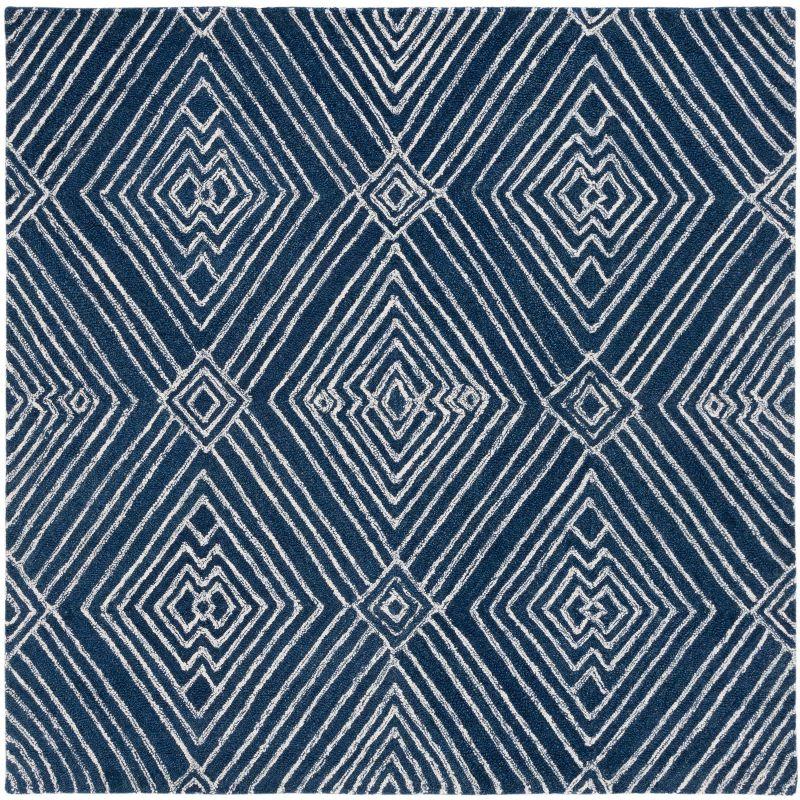Micro-Loop MLP608 Hand Tufted Indoor Area Rug - Navy/Ivory - 5'x5' - Safavieh