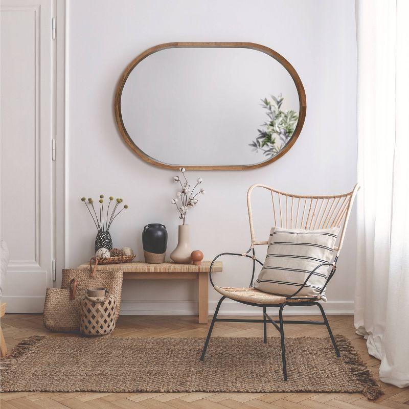 24" x 36" Hutton Wood Framed Capsule Wall Mirror Rustic Brown - Kate & Laurel All Things Decor