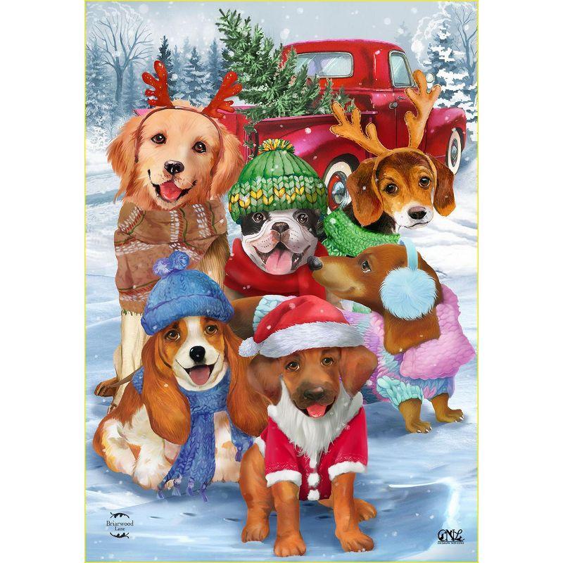 Festive Pups Winter Christmas Polyester Garden Flag