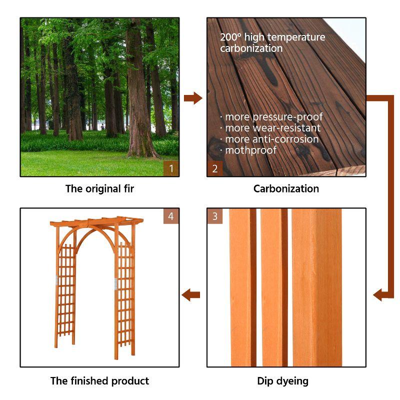 Yaheetech 7FT Wooden Garden Arbor, Natural Wood Brown