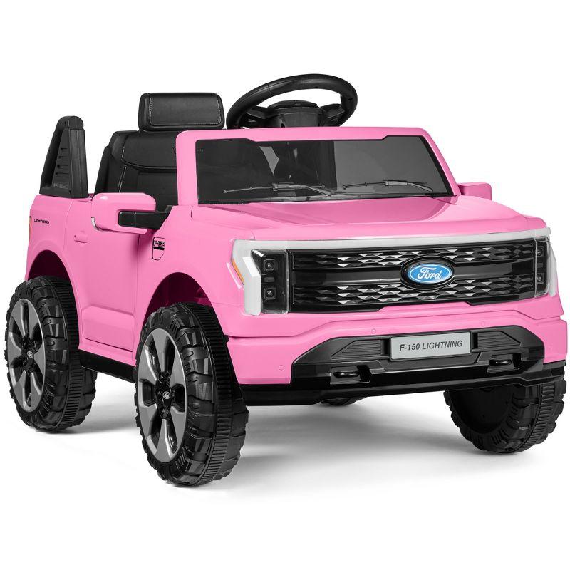Best Choice Products Kids 12V Ride On Car Officially Licensed Ford Lightning Truck w/ Remote, LED Lights - Pink