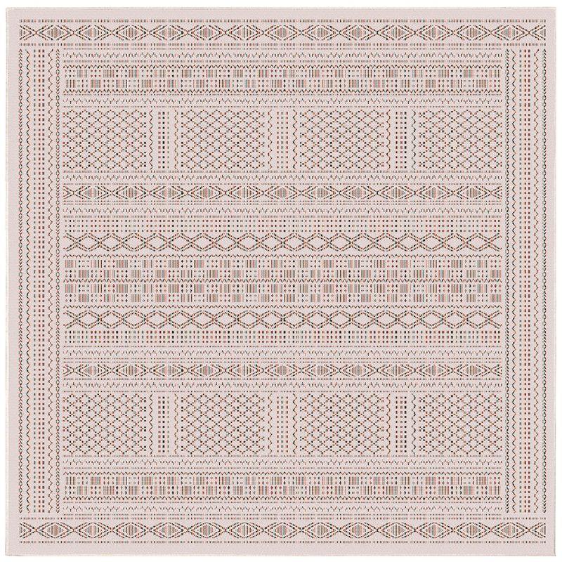 Liora Manne Avena Panel Stripe Indoor/Outdoor Rug Ivory 7'10" Square