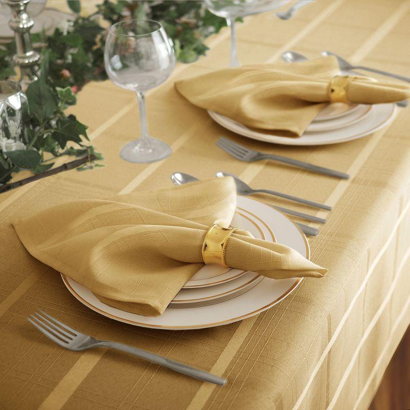 Elegance Plaid Stain & Water Resistant Tablecloth - 60" x 144" Rectangle - Ribbon Gold - Elrene Home Fashions
