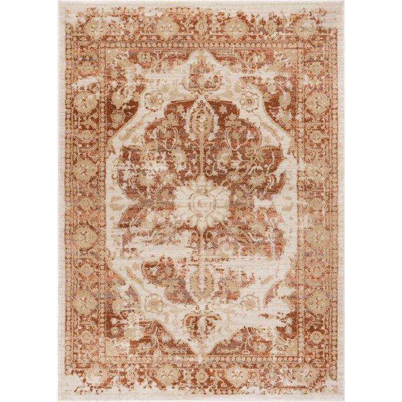 Copper Ombre Rectangular Medallion Synthetic Area Rug