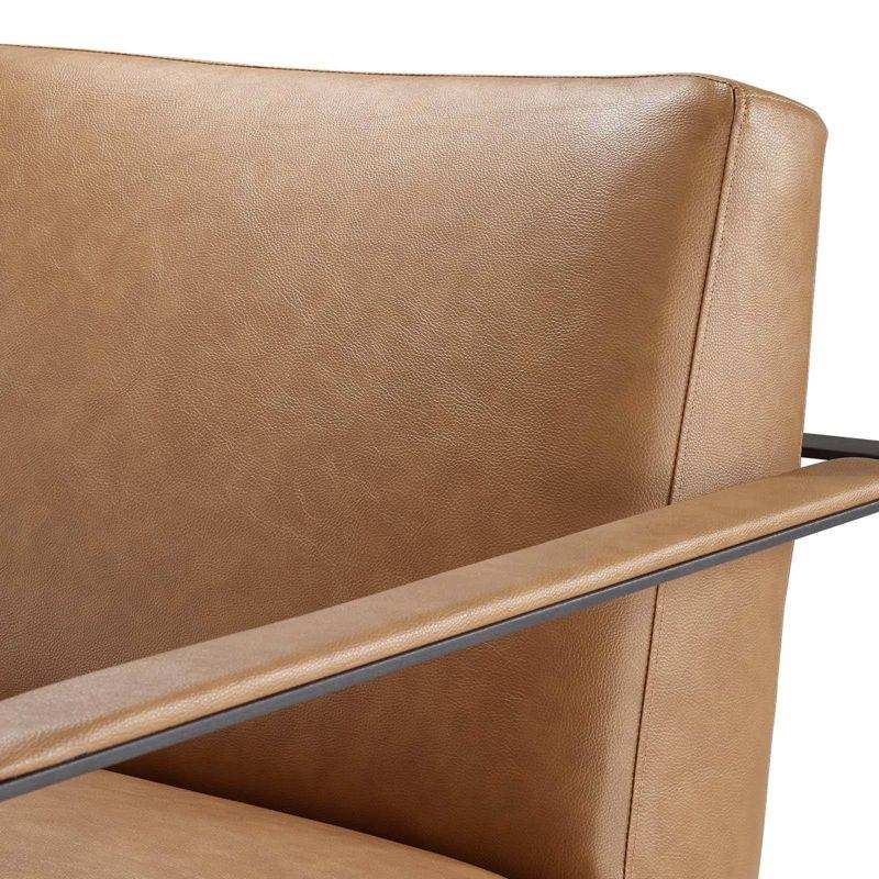 Seg Upholstered Vinyl Accent Chair Tan - Modway: Faux Leather, Wood Frame, Living Room Armchair