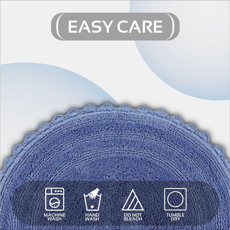 Better Trends Lilly Crochet 100% Cotton Tufted Reversible Bath Rug 30" Round - Blue