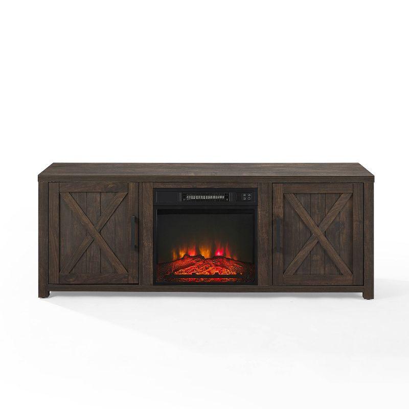 Gordon 58" Dark Walnut TV Stand with Fireplace