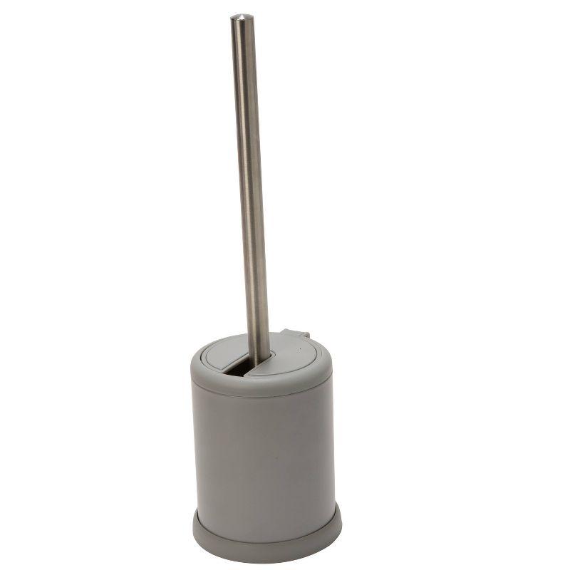 Bath Bliss Toilet Brush with Closing Lid Gray: Polypropylene & Metal, 15.4" Height, Bathroom Cleaning Accessory