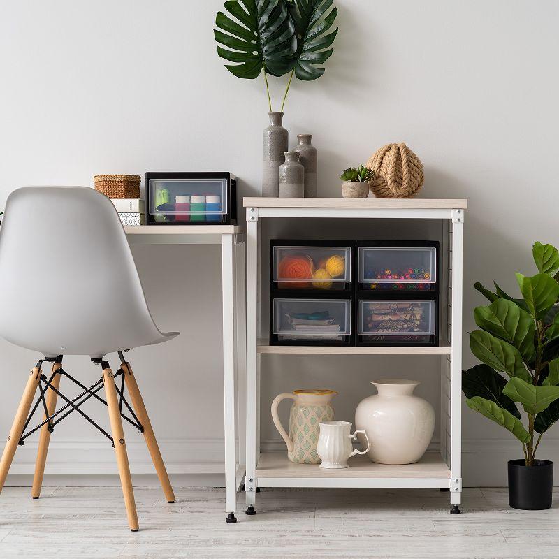 IRIS USA 6 Qt. Stackable Storage Drawer,8 Pack, Plastic Drawer Organizer with Clear Doors for Pantry, Black