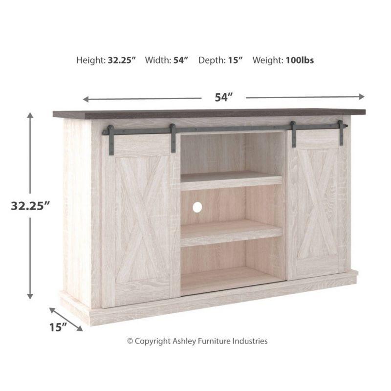 Signature Design by Ashley Dorrinson Medium TV Stand for TVs up to 63" Two-Tone: Farmhouse Media Console with Adjustable Shelves