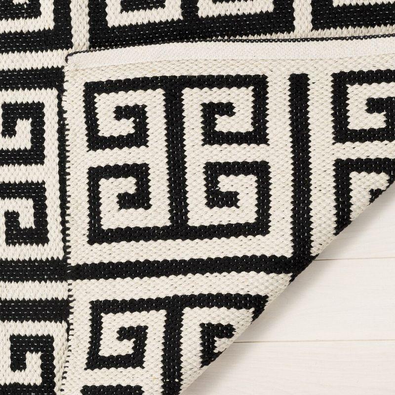 Coastal Charm Black-Ivory Hand Woven Cotton Runner Rug 2'3" X 7'