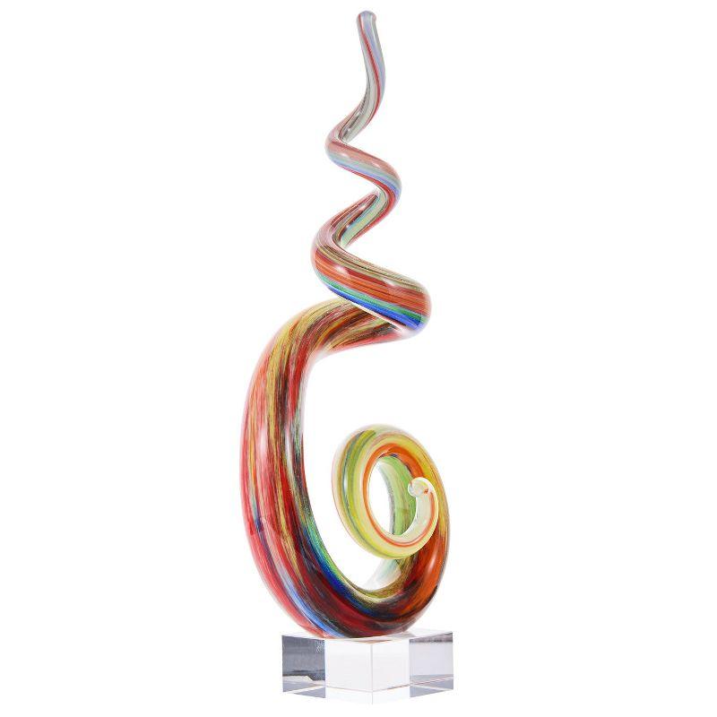 Luxury Lane Hand Blown Abstract Rainbow Swirl Sommerso Art Glass Sculpture Multicolored 9.5"H