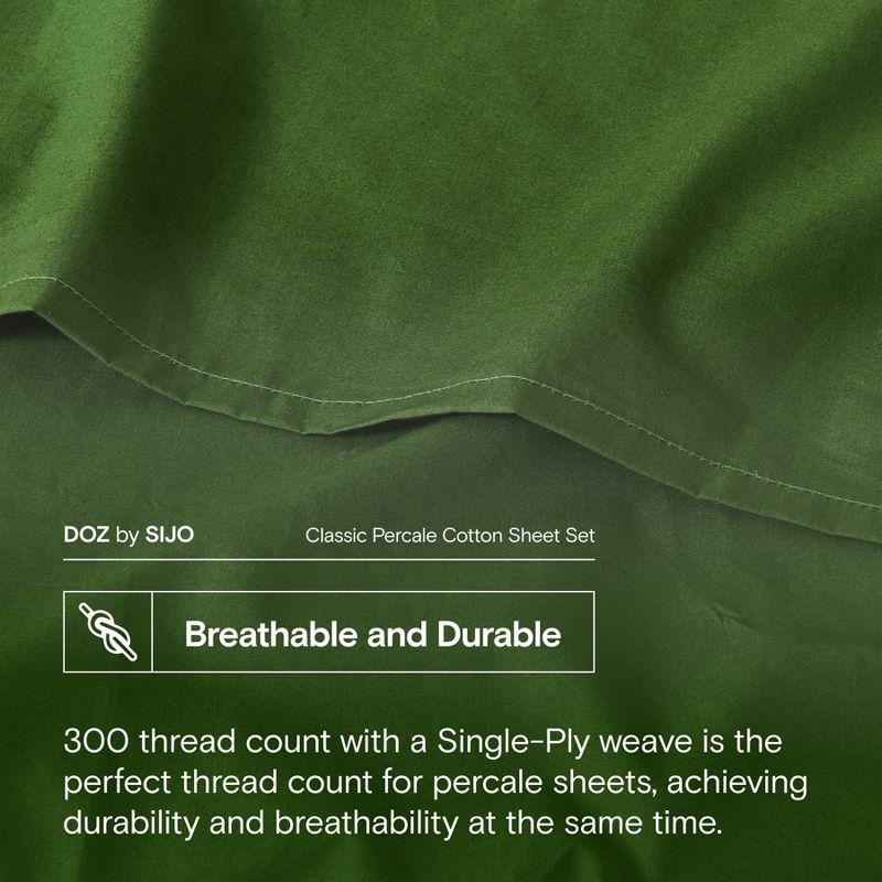 DOZ Long Staple Cotton Duvet Cover Set, Crisp Percale Weave, Breathable, Matte Finish, Durable, Hotel Comfort, 8 Loops