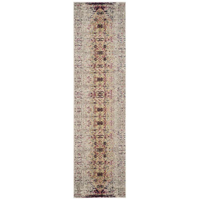 Ivory and Pink Floral Synthetic Area Rug, 10' x 14'