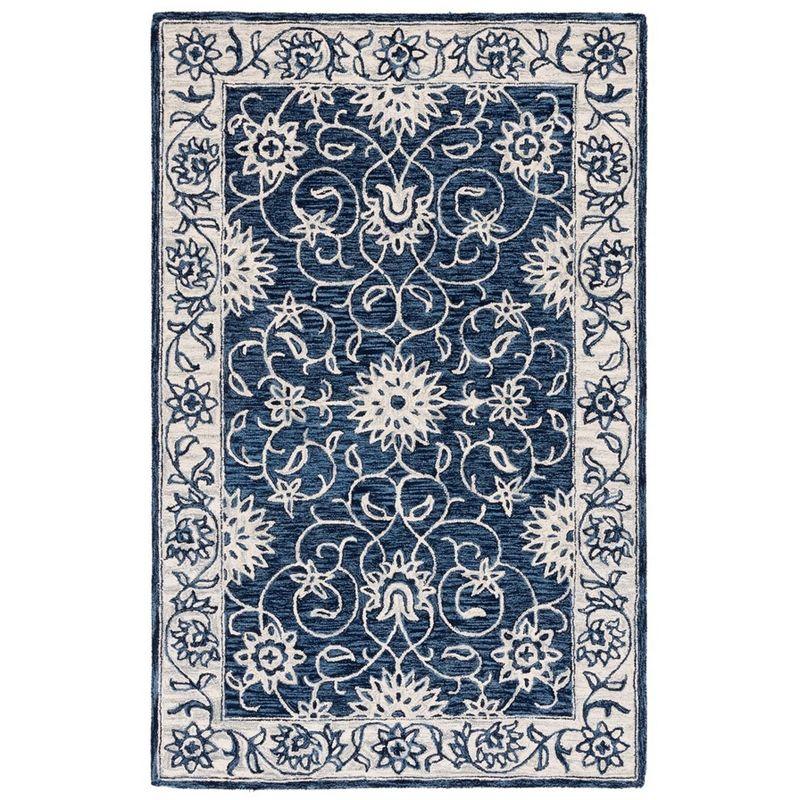 Jardin JAR601 Hand Tufted Accent Rug - Navy/Ivory - 3'x5' - Safavieh