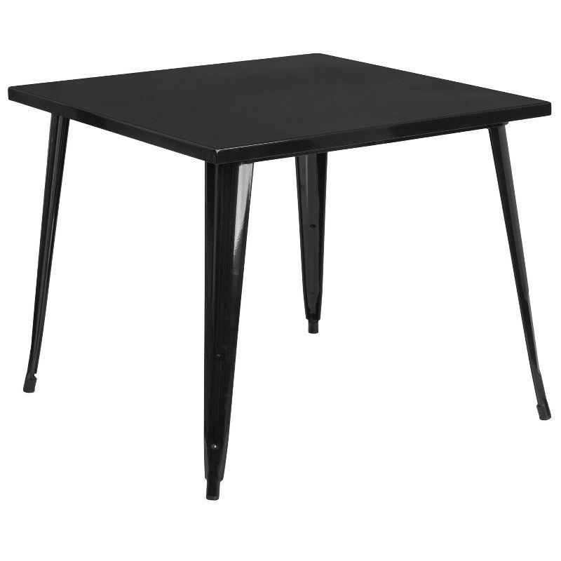 Emma + Oliver 36" Square Black Metal Indoor-Outdoor Dining Table