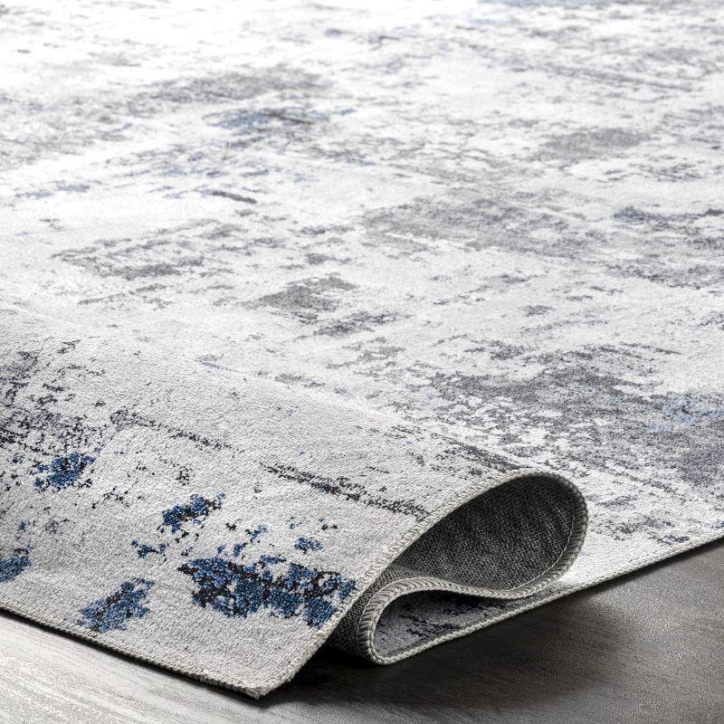 Sleek Abstract Gray Synthetic 3'x5' Easy-Care Area Rug