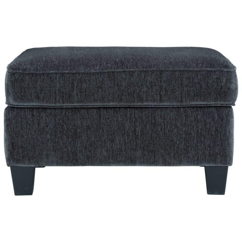 Contemporary Charcoal Gray Chenille 33" Footstool