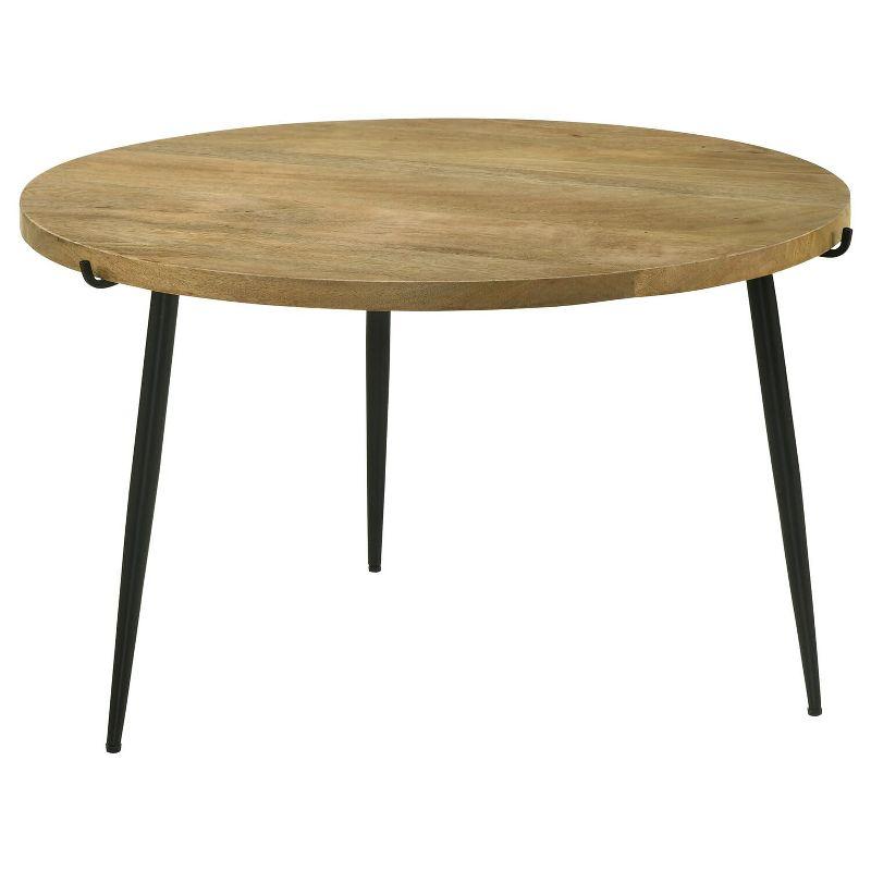 Pilar Round Mango Wood and Black Metal Coffee Table