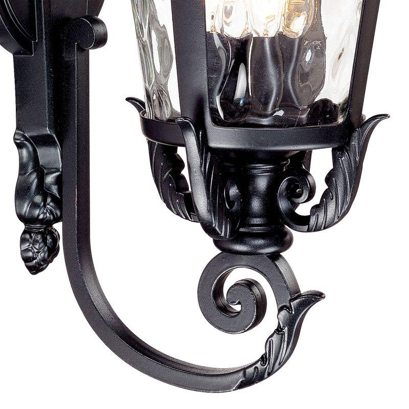 John Timberland Casa Marseille Vintage Rustic Outdoor Wall Light Fixture Textured Black Scroll 31" Clear Hammered Glass for Post Exterior Barn Deck